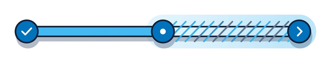 A horizontal timeline with three markers (discovery, patch release, actual rollout) with the gap between the last two highlighted with hatching