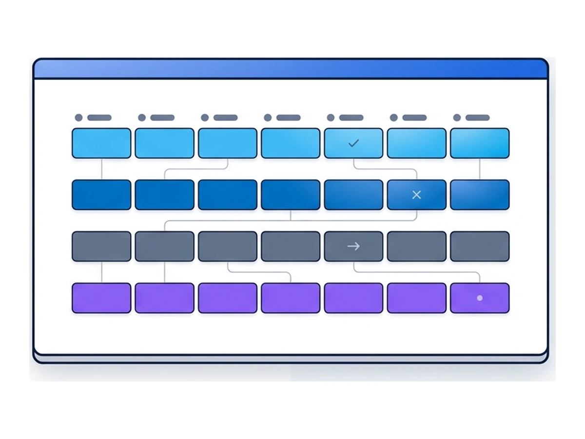Four horizontal rows of rectangular table cells inside a browser-like frame, representing SQLite history tables